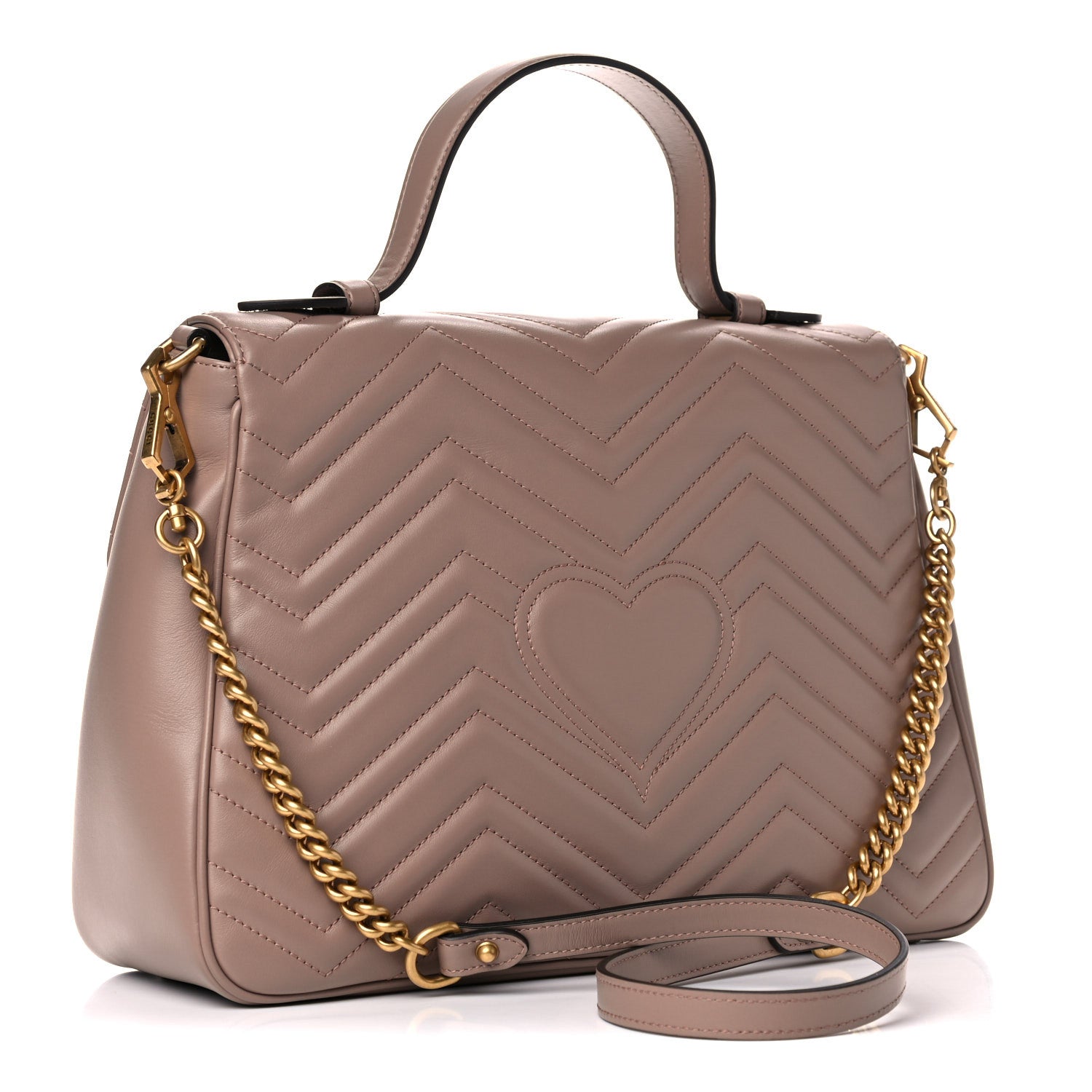 Gucci Calfskin Matelasse Medium GG Marmont Top Handle Shoulder Bag Porcelain Rose 3 of 20
