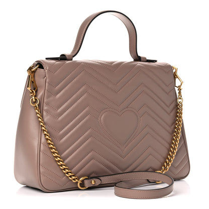 Gucci Calfskin Matelasse Medium GG Marmont Top Handle Shoulder Bag Porcelain Rose 3 of 20