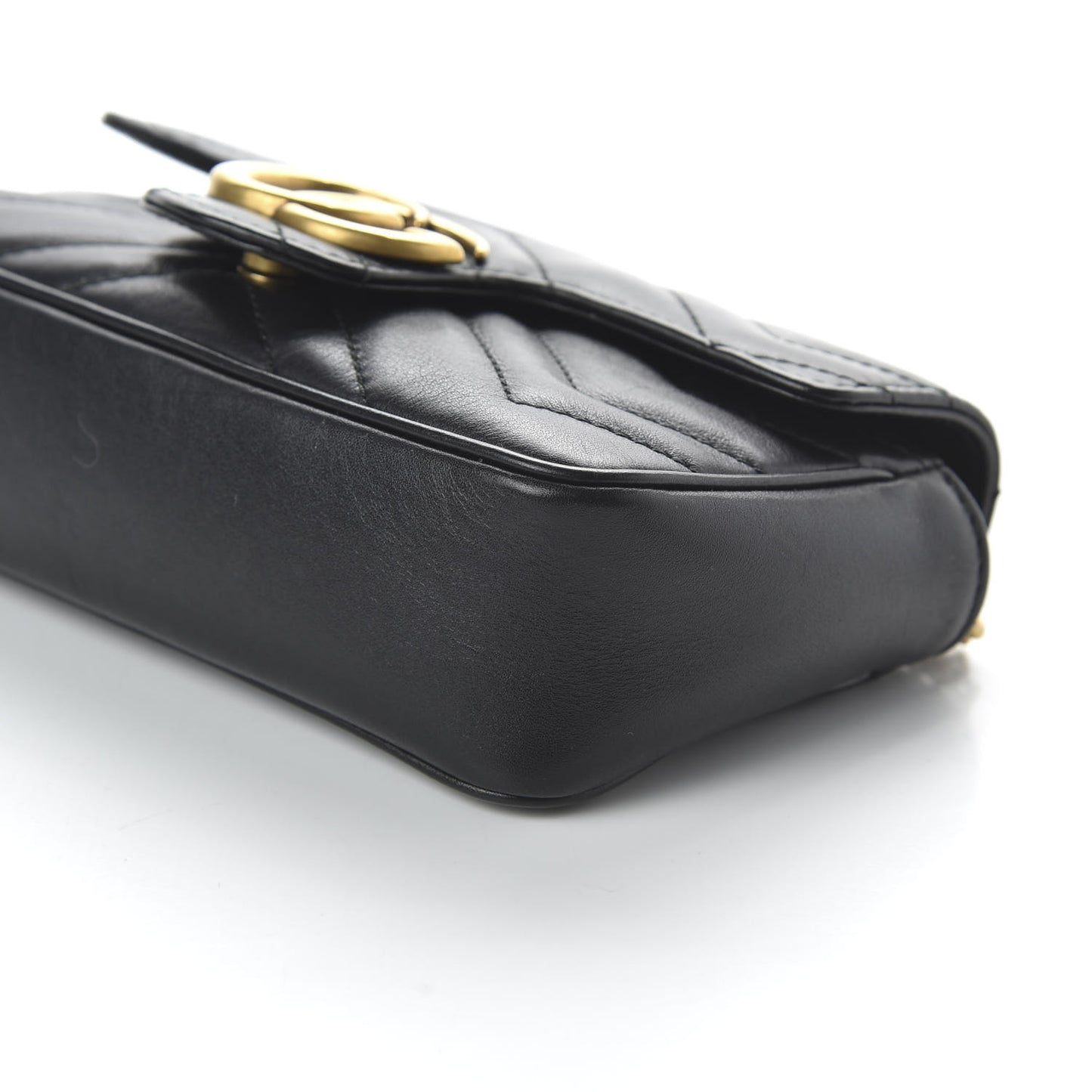 Calfskin Matelasse Super Mini GG Marmont Shoulder Bag Black