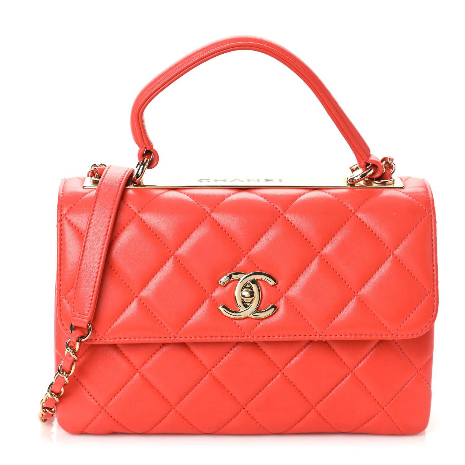 Chanel Lambskin Quilted Small Trendy CC Flap Dual Handle Bag Red 1 of 9