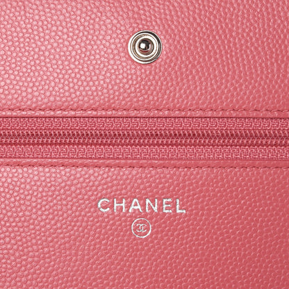 Chanel Caviar Chevron Quilted Wallet On Chain WOC Pink 6 of 9