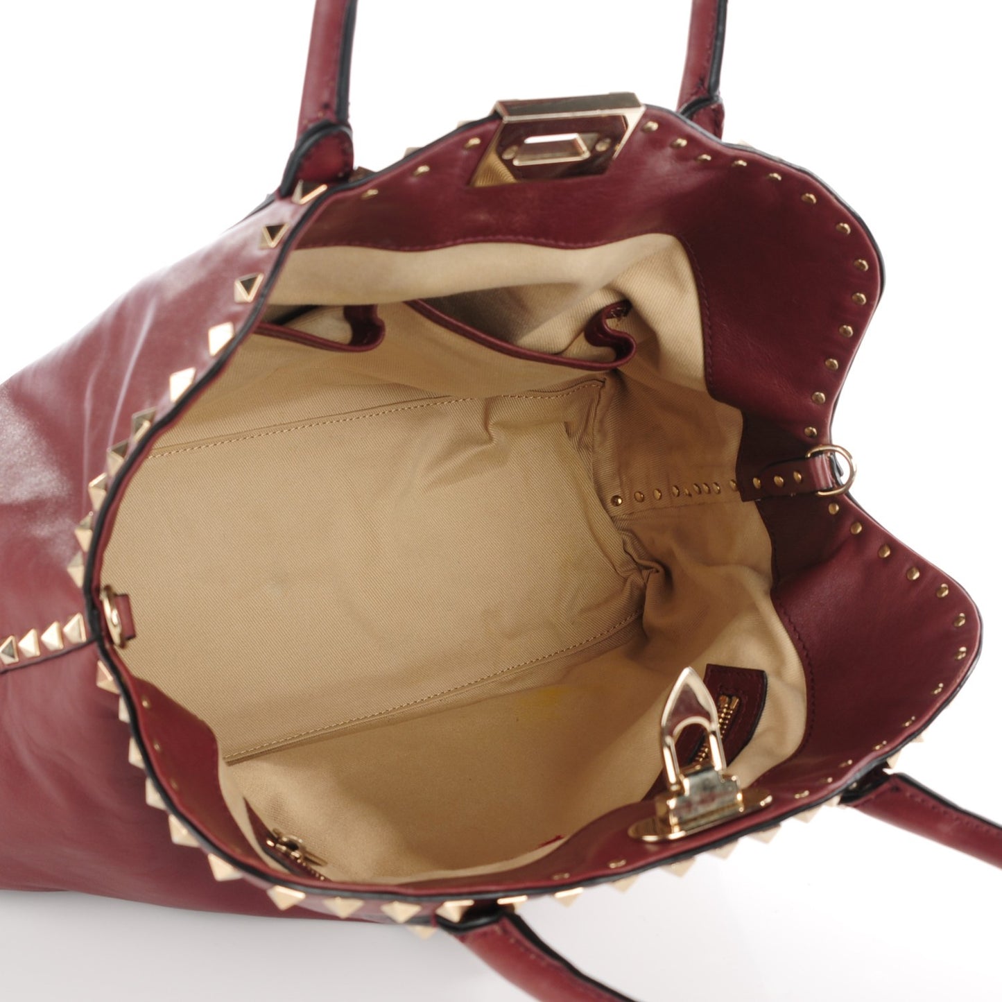 Vitello Rockstud Dome Satchel Red