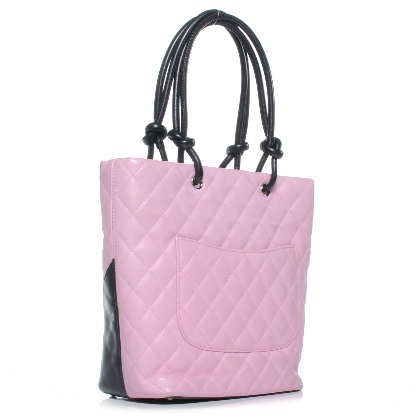 Calfskin Quilted Medium Cambon Tote Pink Black