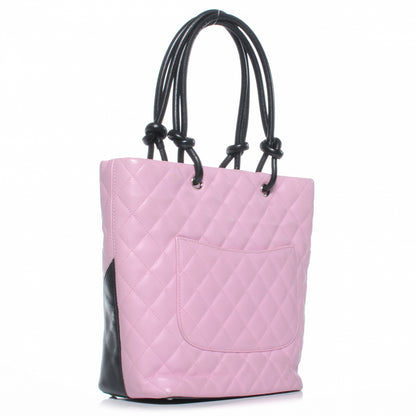 Chanel Calfskin Quilted Medium Cambon Tote Pink Black 3 of 7