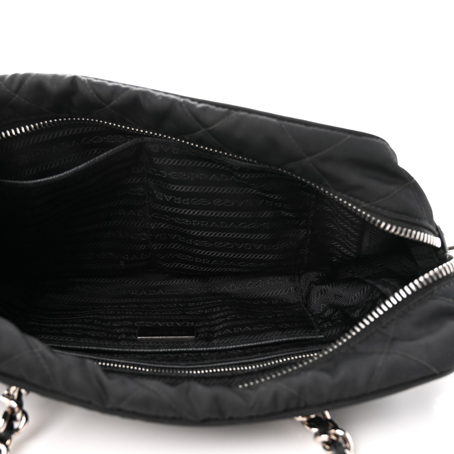 Nylon Tessuto Impuntu Quilted Shoulder Bag Black