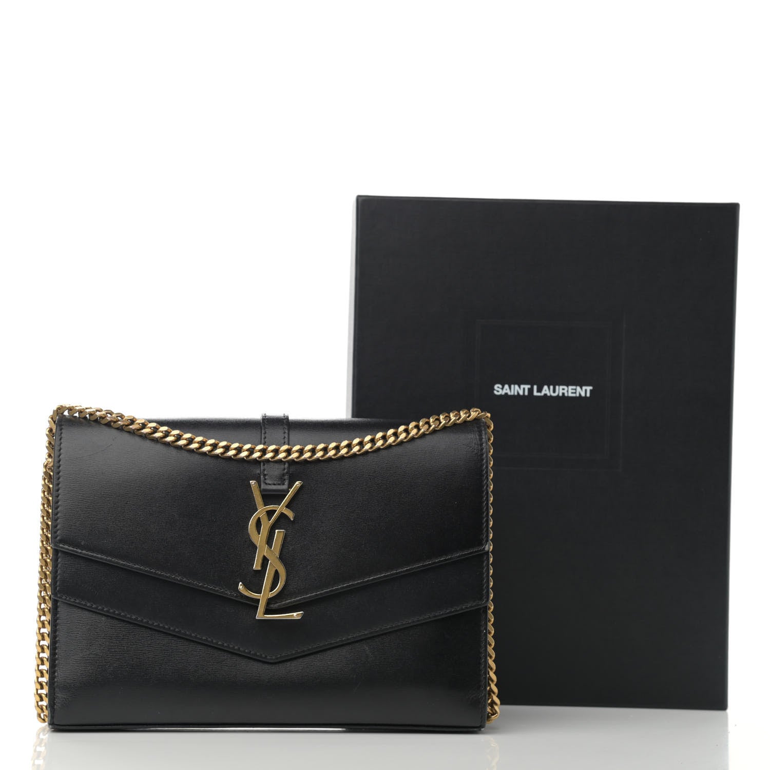 Saint Laurent Smooth Calfskin Monogram Sulpice Chain Wallet Black 16 of 16
