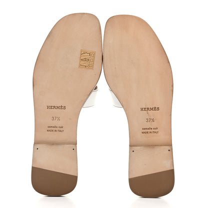 Hermes Box Calfskin Oran Sandals 37.5 White 5 of 9