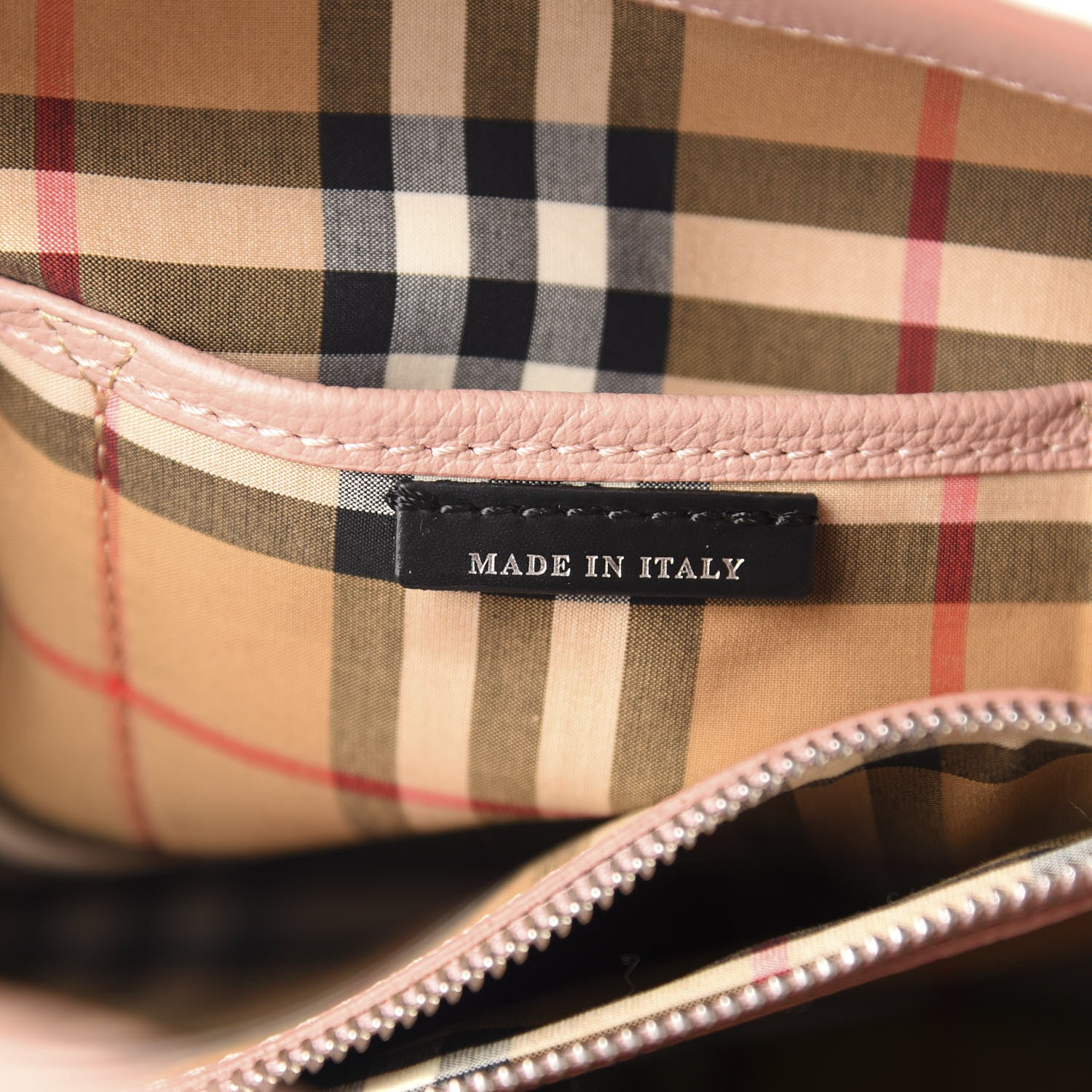 Burberry Grainy Calfskin House Check Medium Banner Tote Ash Rose 9 of 10