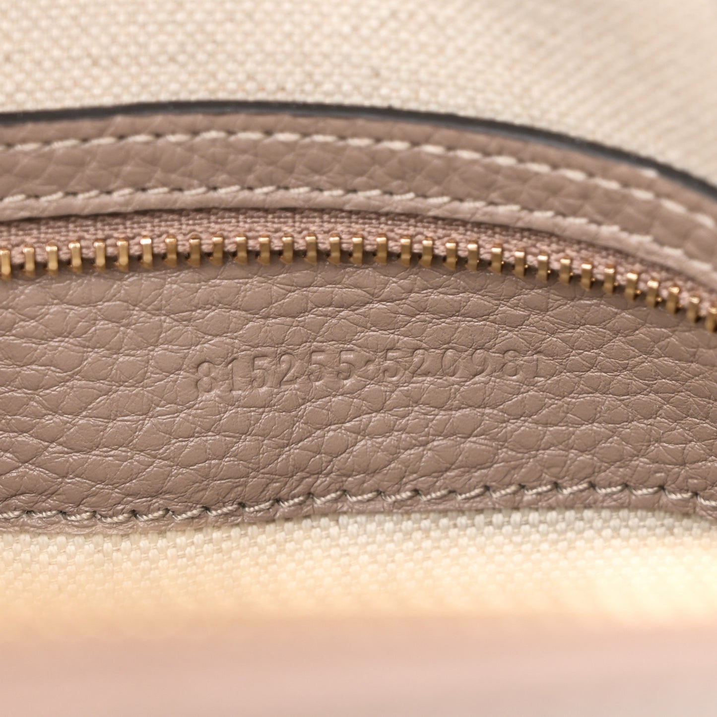 GG Grainy Calfskin Emblem Small Top Handle Bag Taupe