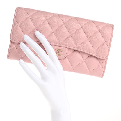 Chanel Caviar Quilted Large Gusset Flap Wallet Light Pink 2 of 11