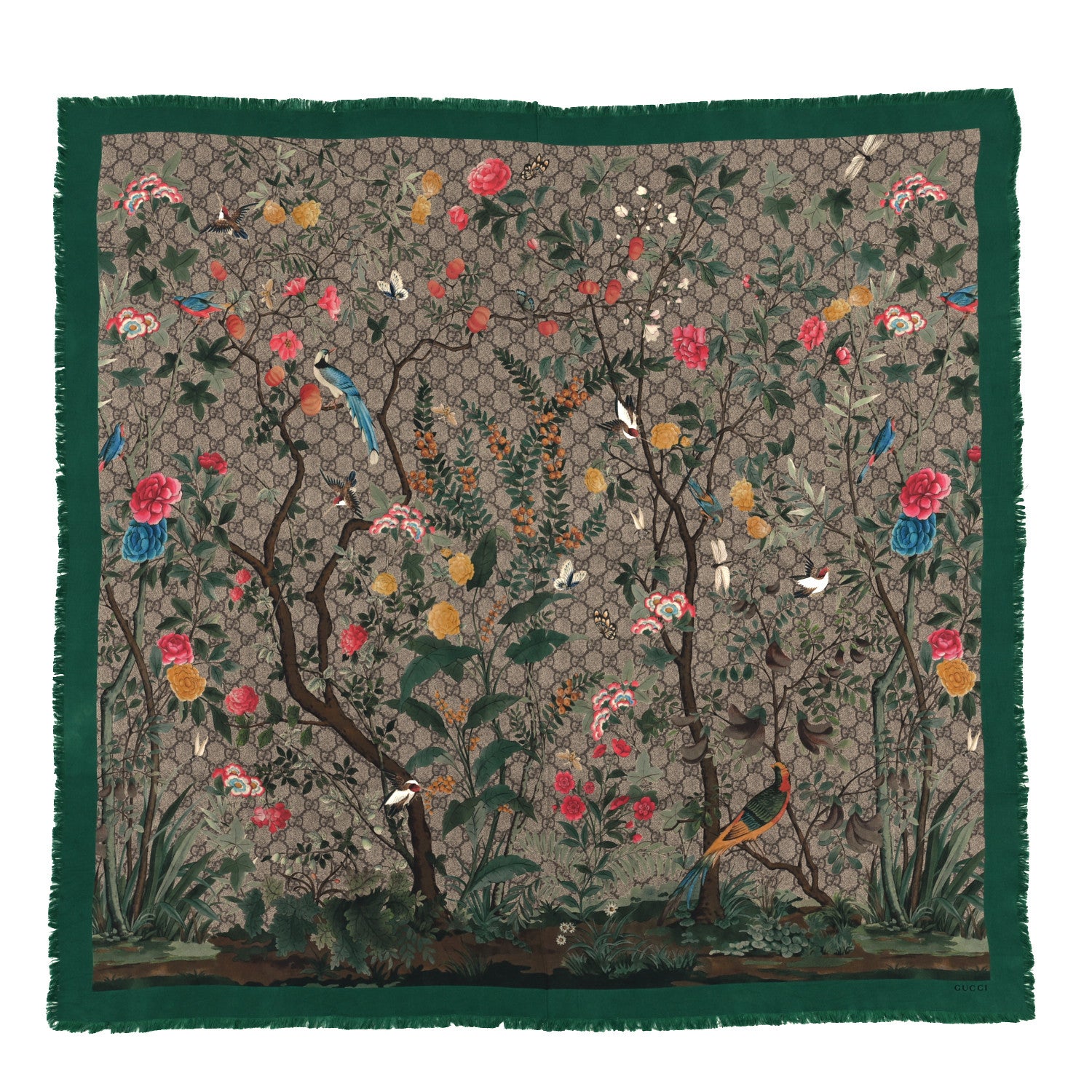 Gucci Modal Silk GG Monogram GG Tian Scarf Green Dark Green 1 of 3