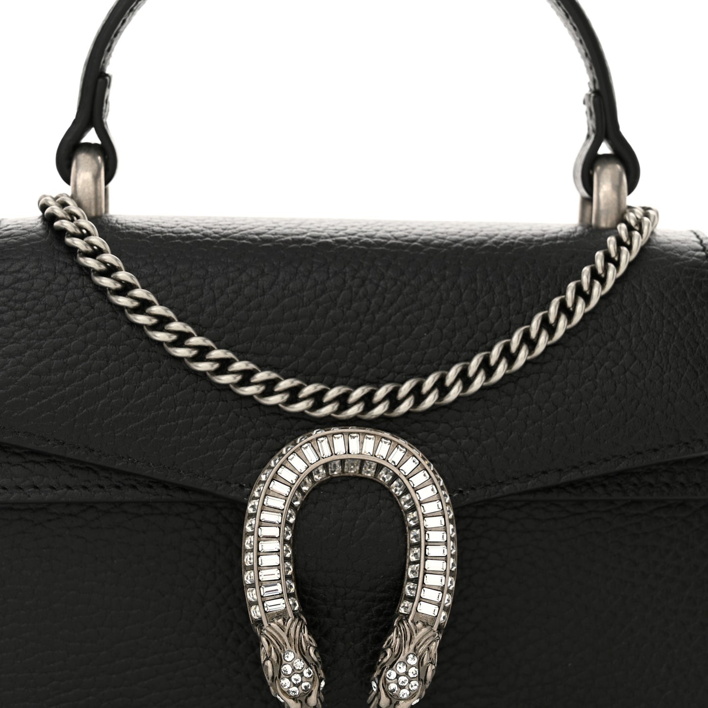 Dollar Calfskin Crystal Mini Dionysus Top Handle Bag Black Crystal