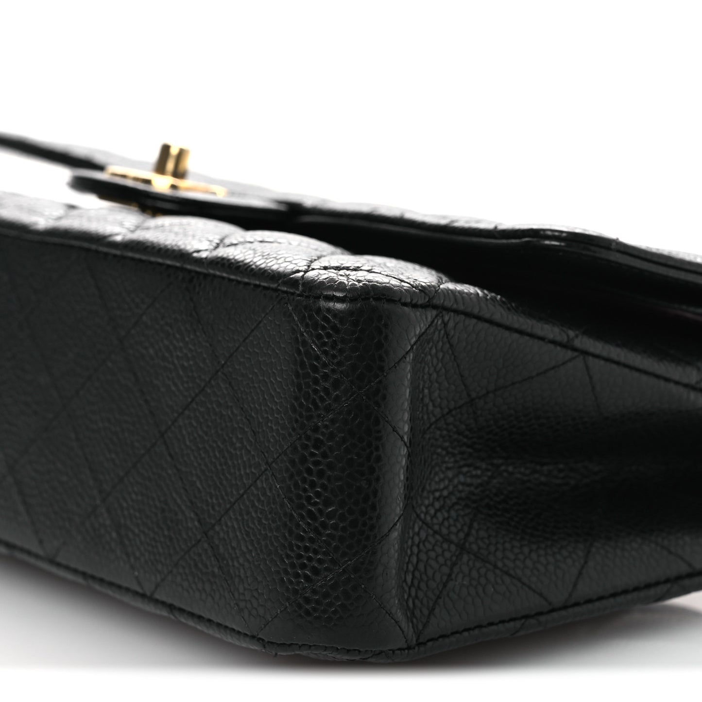 Caviar Quilted Medium Double Flap Black