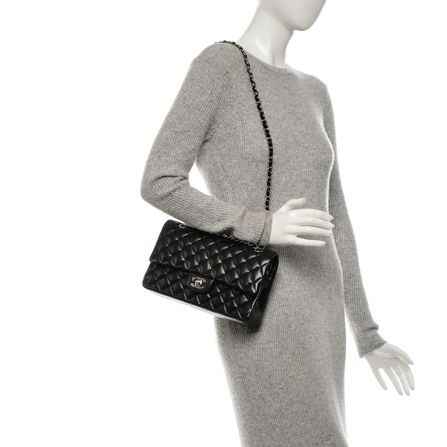 Chanel Lambskin Quilted Medium Double Flap Black 2 of 7