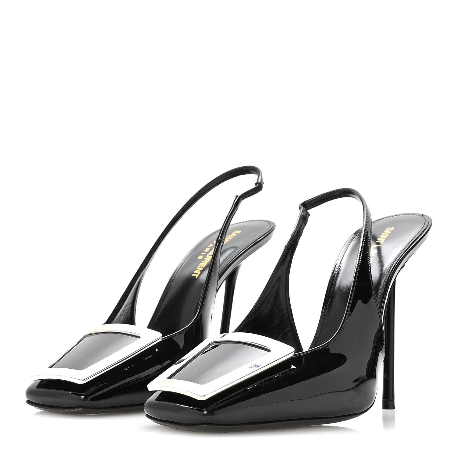 Saint Laurent Patent Maxine 115mm Slingback Pumps 37.5 Black 4 of 8