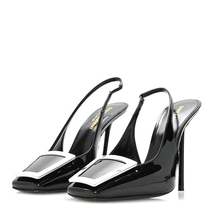 Saint Laurent Patent Maxine 115mm Slingback Pumps 37.5 Black 4 of 8
