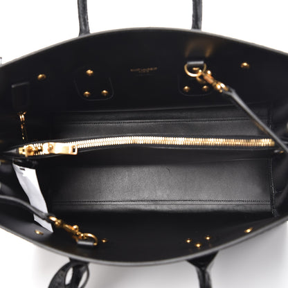 Saint Laurent Calfskin Crocodile Embossed Small Sac de Jour Black 5 of 9