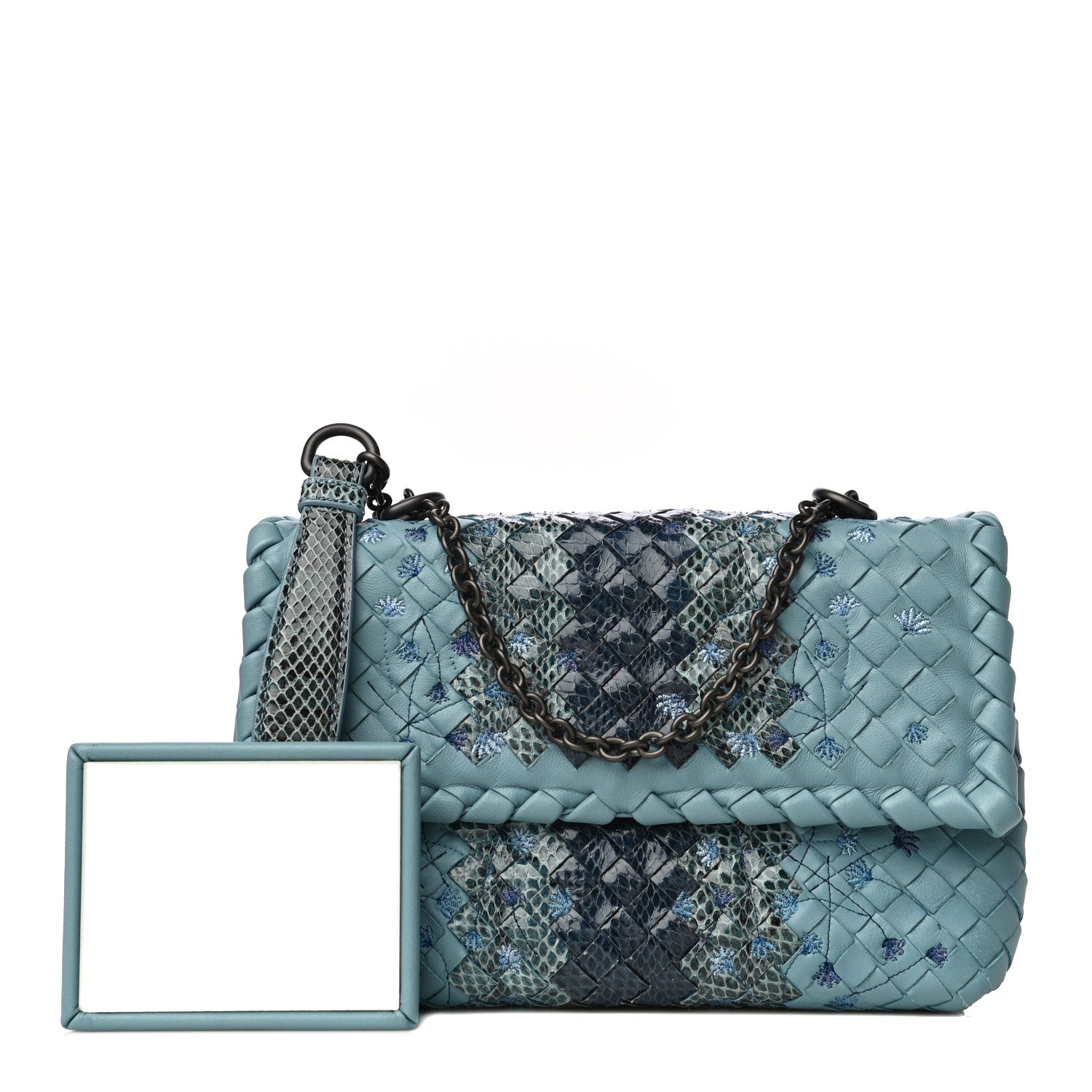 Bottega Veneta Nappa Ayers Embroidered Intrecciato Baby Olimpia Shoulder Bag Blue 1 of 13