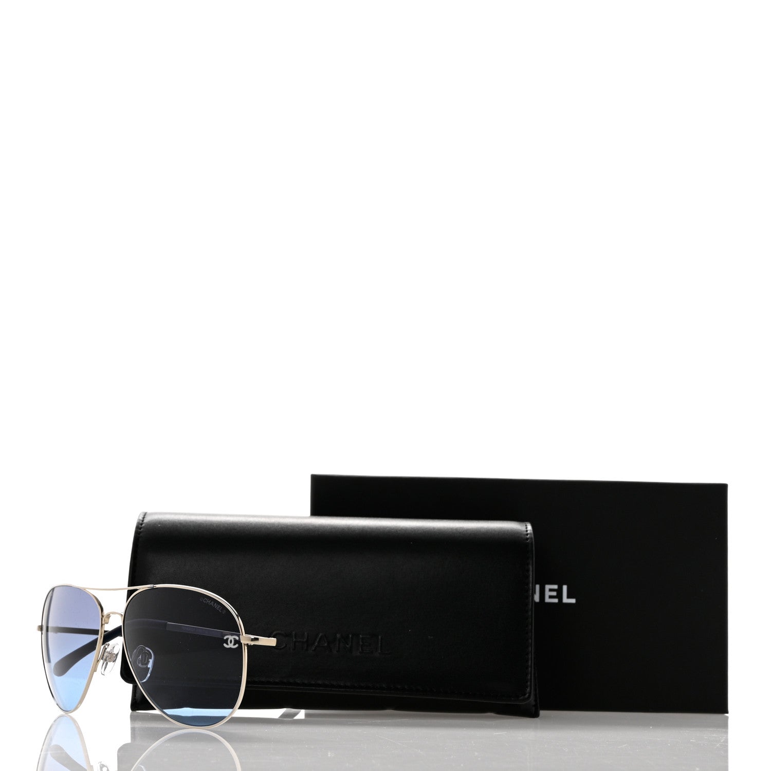 Chanel Metal Pilot Aviator CC Sunglasses 4189-T-Q Silver 8 of 8