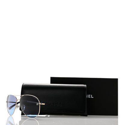 Chanel Metal Pilot Aviator CC Sunglasses 4189-T-Q Silver 8 of 8