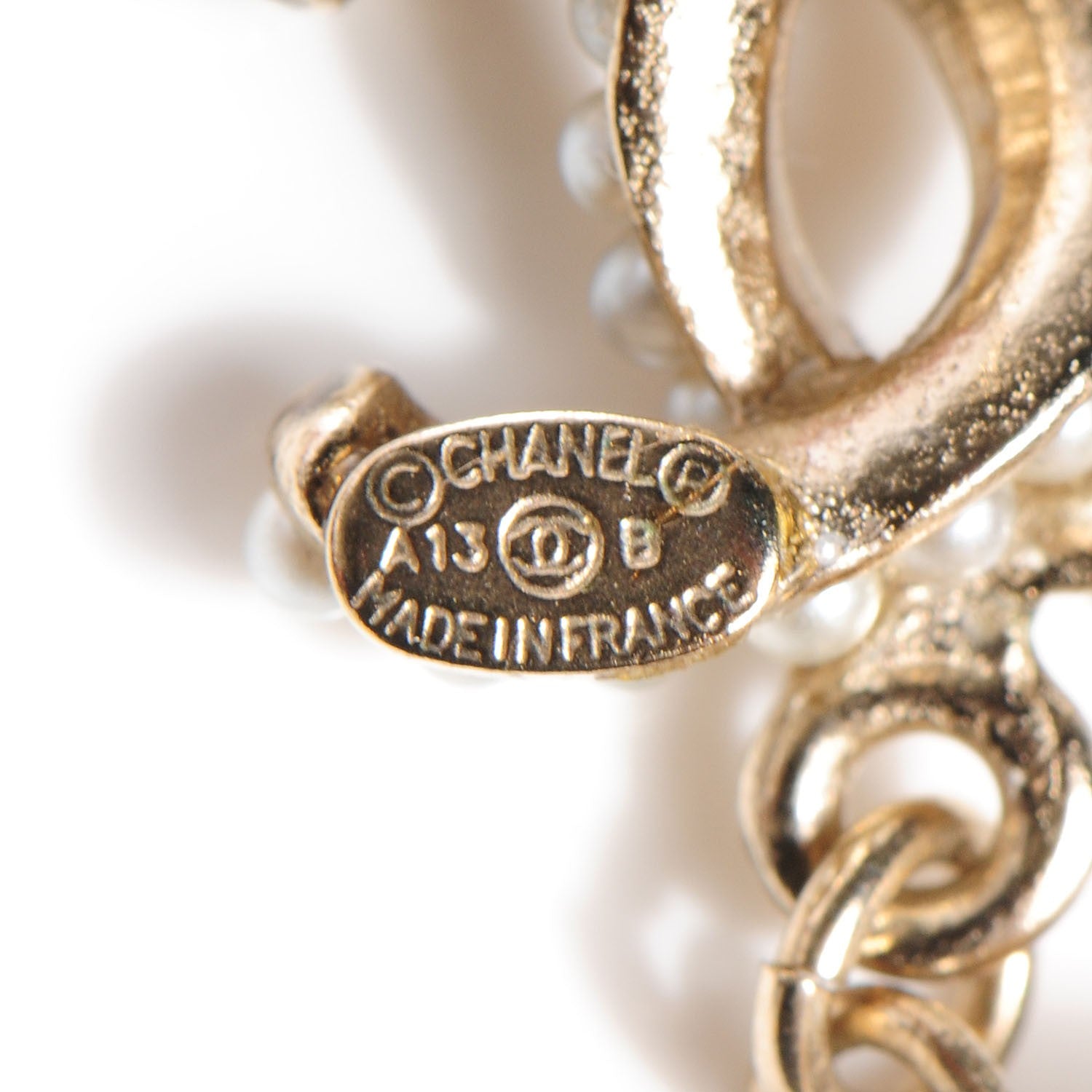 Chanel Pearl CC Drop Earrings Gold 4 of 5