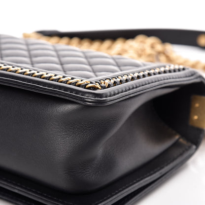 Chanel Calfskin Quilted Medium Boy Top Handle Flap Black 12 of 13