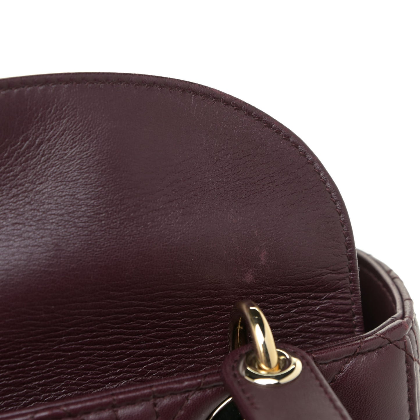 Lambskin Cannage Small Lucky Badges My Lady Dior Burgundy