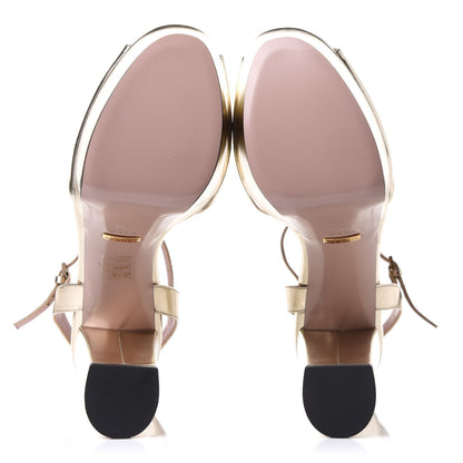 Gucci Metallic Patent Horsebit Platform Sandals 39.5 Gold 6 of 9