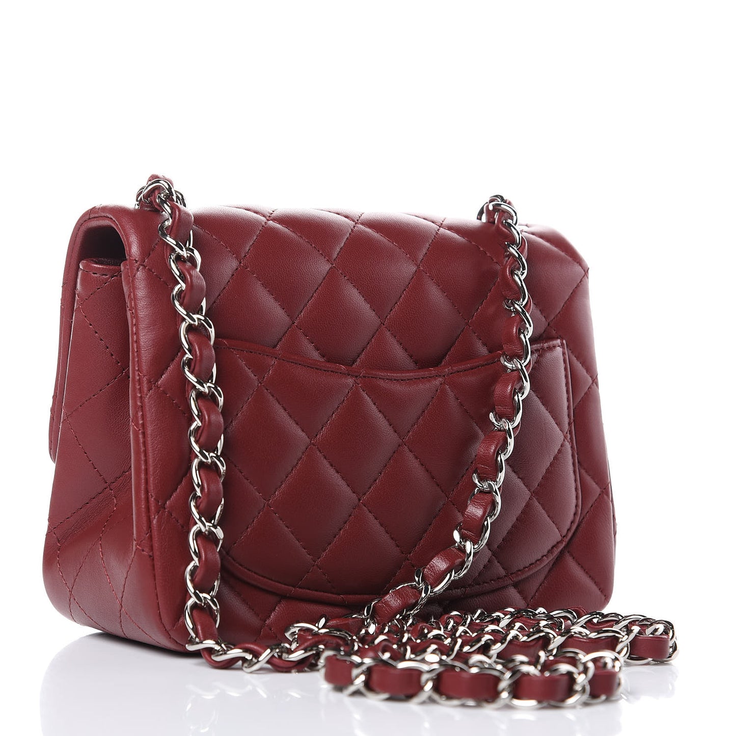Lambskin Quilted Mini Square Flap Burgundy