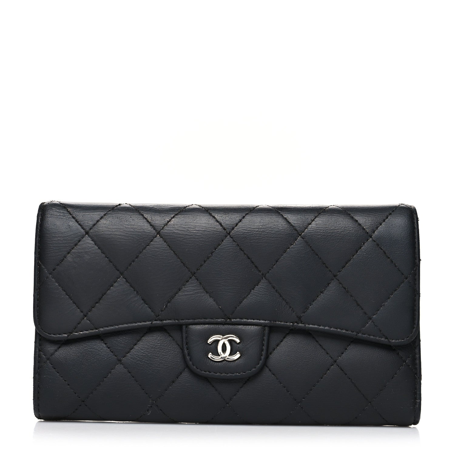 Chanel Lambskin Quilted Large Flap Wallet Black 1 of 15