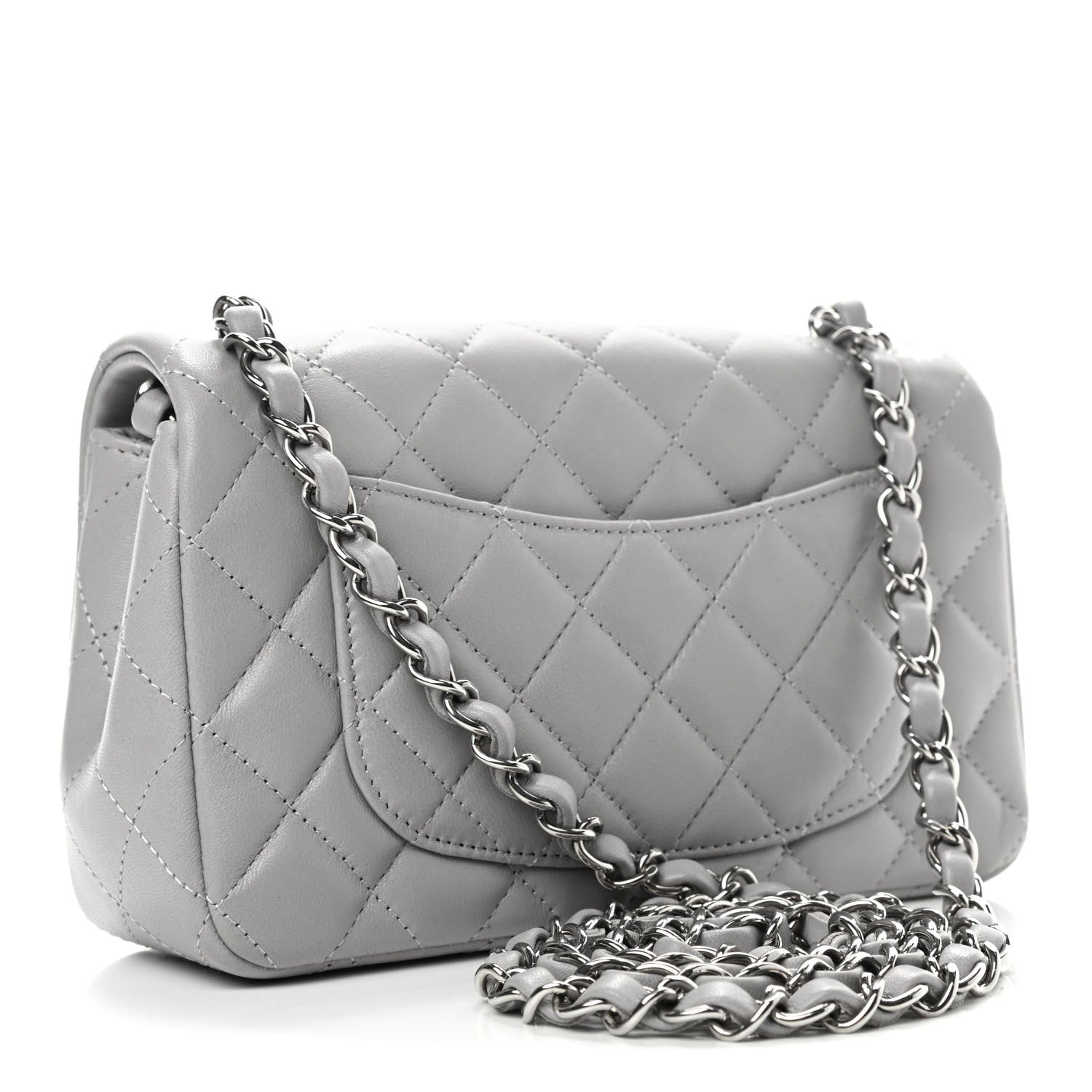 Chanel Lambskin Quilted Mini Rectangular Flap Grey 2 of 4