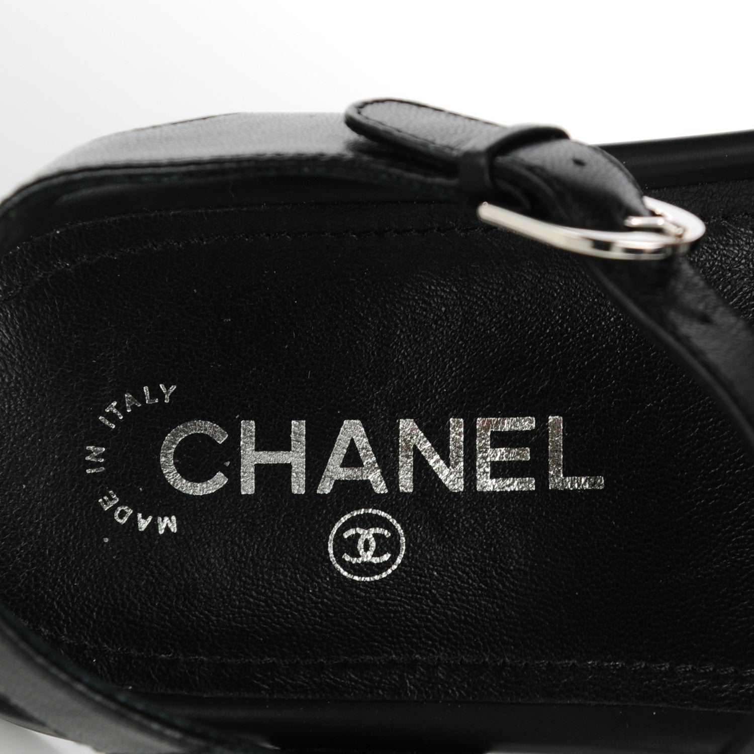 Chanel Tweed Lambskin Chain Flat Sandals 38 Black White 8 of 9