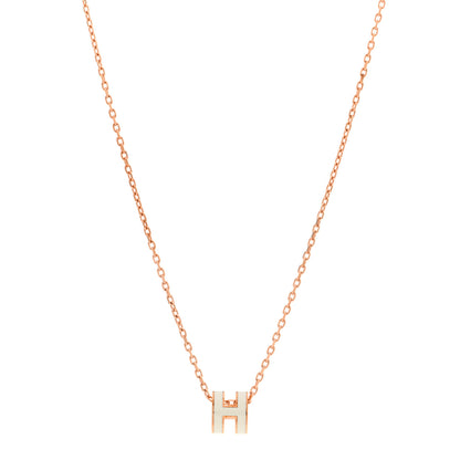 Hermes Lacquered Rose Gold Mini Pop H Pendant Necklace White 1 of 4