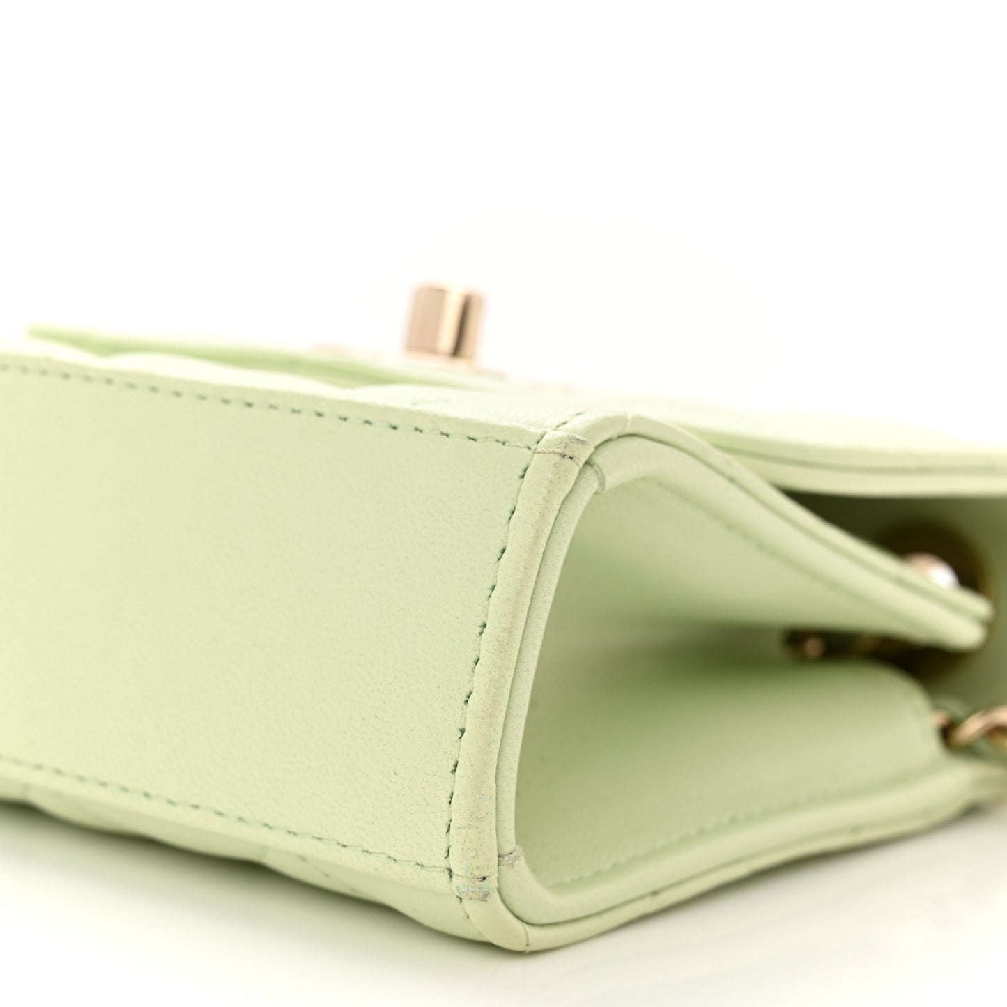 Lambskin Quilted Mini Trendy CC Chain Wallet Sea Green