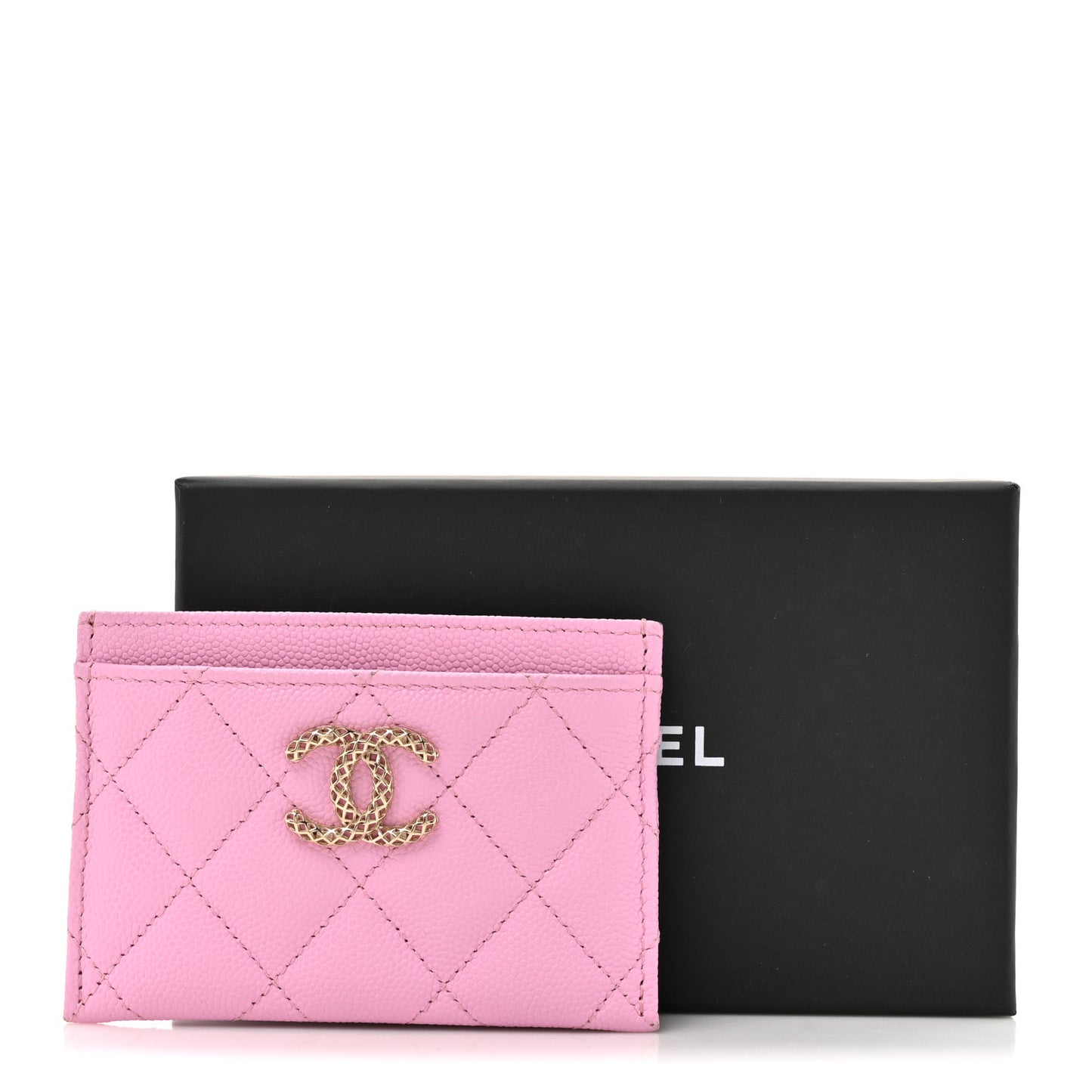 Caviar Metal Perforated Quilted Card Holder Lilas