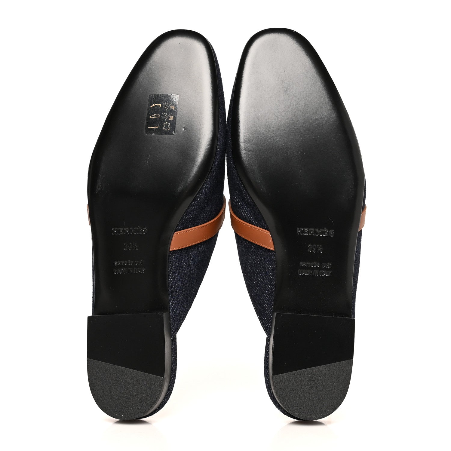 Hermes Calfskin Denim Oz Mules 39.5 Bleu Brut Gold 5 of 8