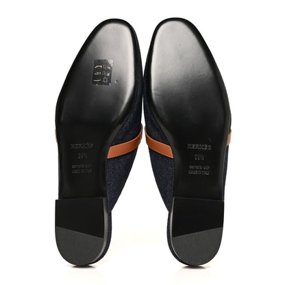 Hermes Calfskin Denim Oz Mules 39.5 Bleu Brut Gold 5 of 8