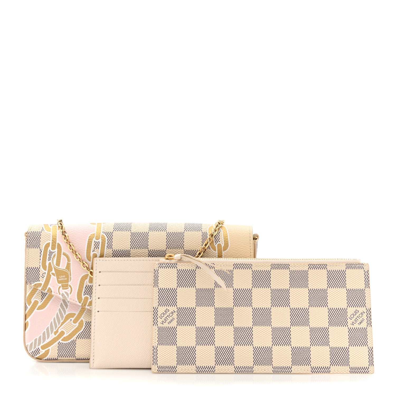 Louis Vuitton Damier Azur Nautical Pochette Felicie Chain Wallet 1 of 11