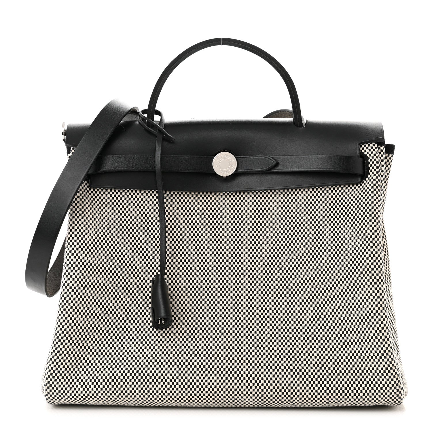 Hermes Vache Hunter Criss Viking Herbag Zip Retourne 31 PM Ecru Black 3 of 13