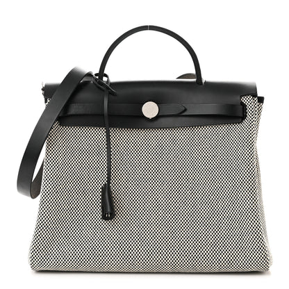 Hermes Vache Hunter Criss Viking Herbag Zip Retourne 31 PM Ecru Black 3 of 13