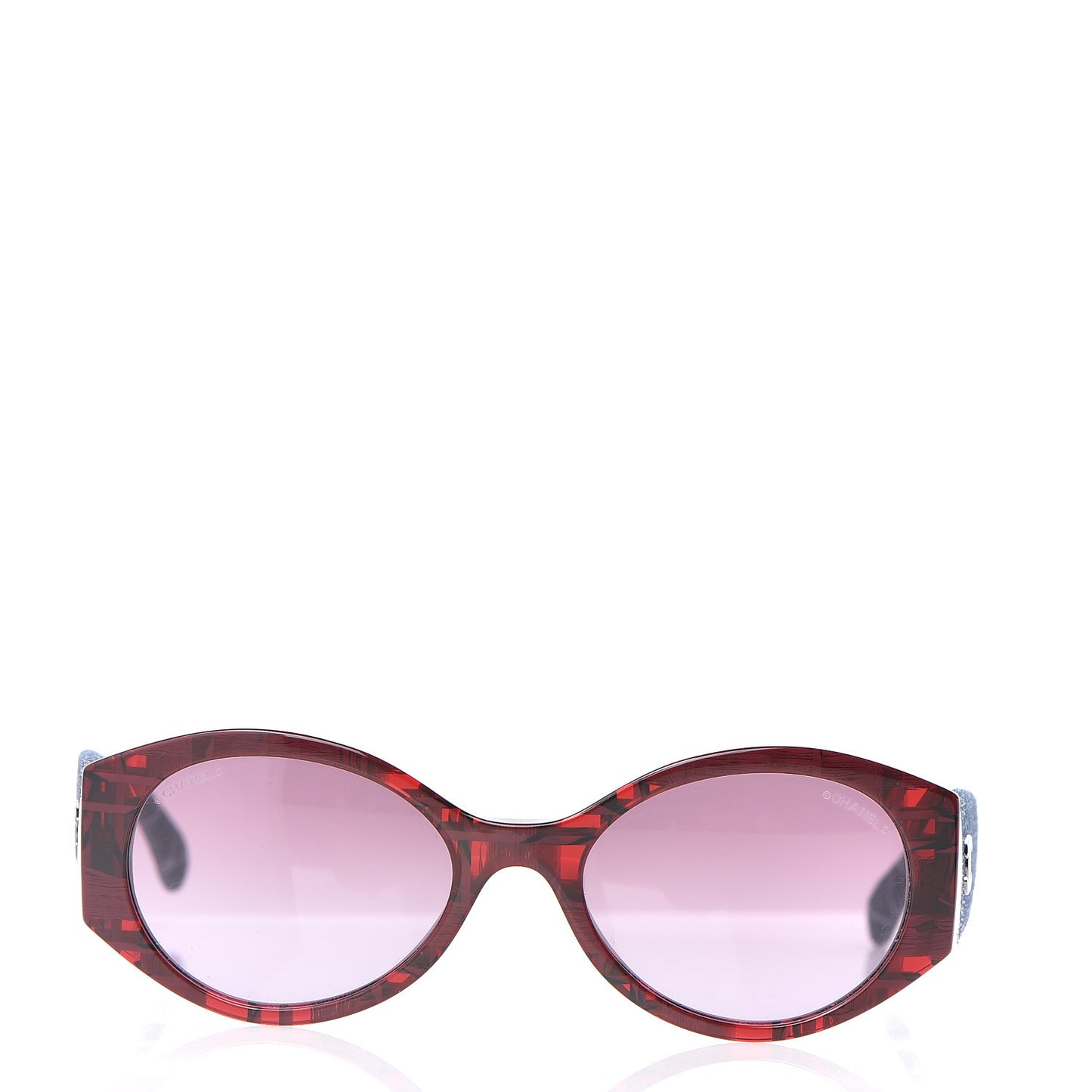 Acetate Denim Oval Sunglasses 5405 Red Dark Blue