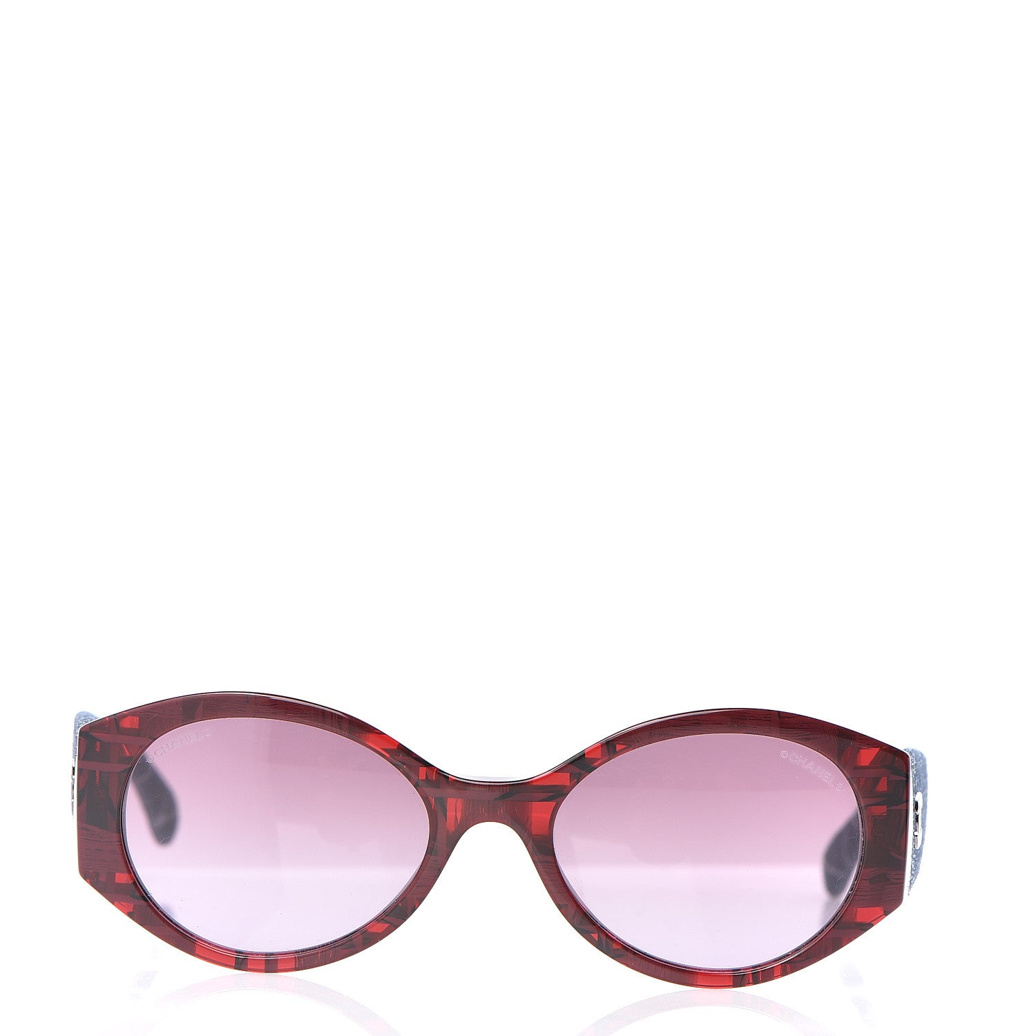 Chanel Acetate Denim Oval Sunglasses 5405 Red Dark Blue 2 of 7