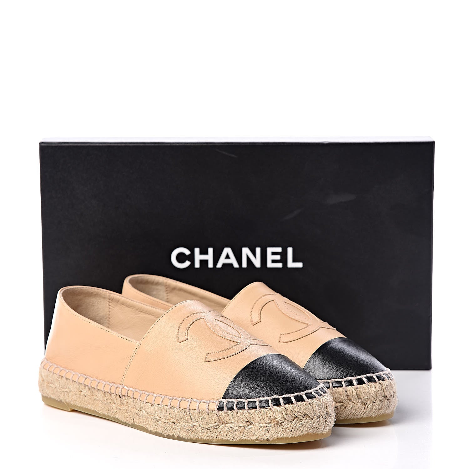 Chanel Lambskin CC Espadrilles 36 Beige Black 12 of 12