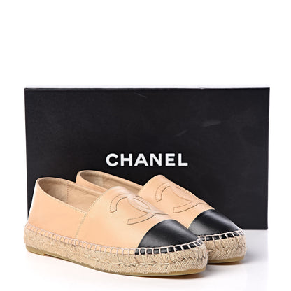 Chanel Lambskin CC Espadrilles 36 Beige Black 12 of 12