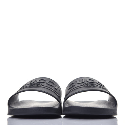 Gucci Rubber Logo Stamped Mens Slide Sandals 9 Black 2 of 7