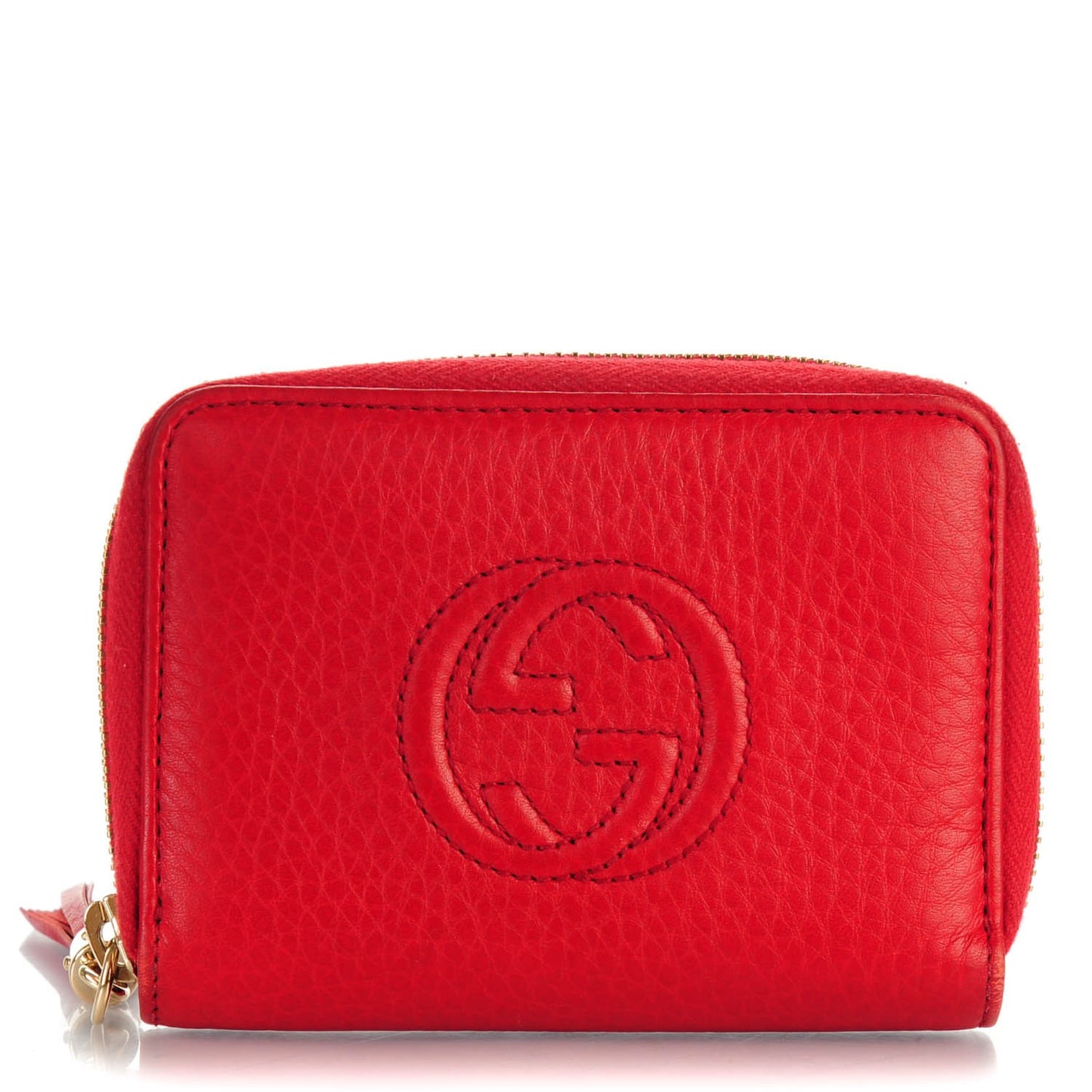 Pebbled Calfskin Soho Compact Disco Zip Around Wallet Tabasco Red
