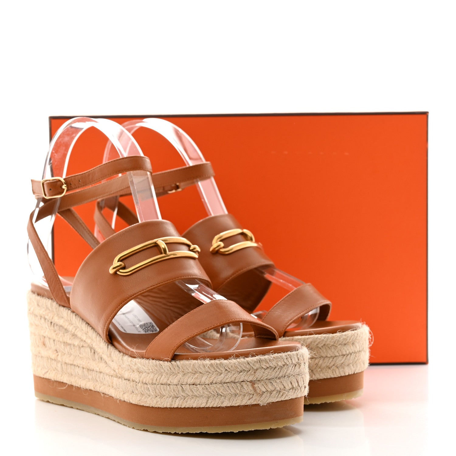 Hermes Goatskin Elise Espadrille Wedge Sandals 38 Beige Dore 9 of 9