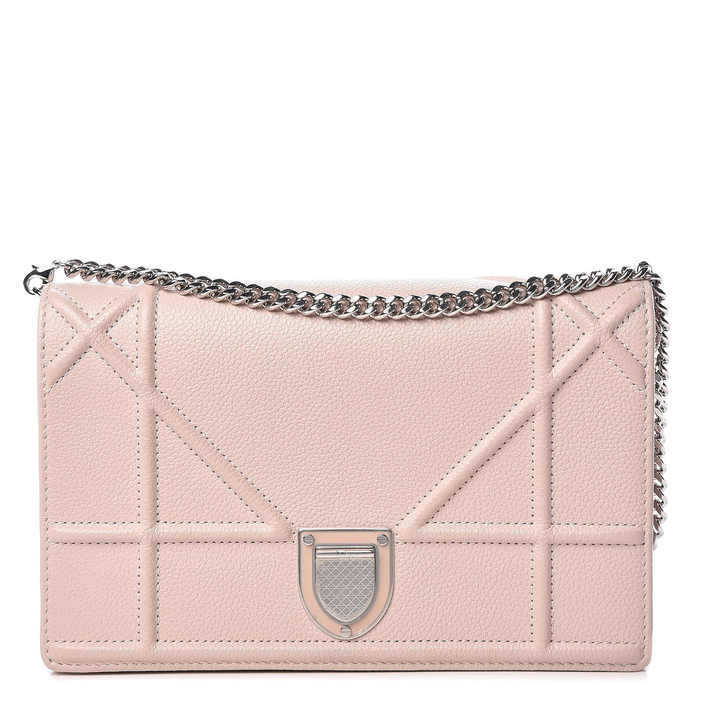 Grained Calfskin Diorama Wallet on Chain Pouch Rose Poudre