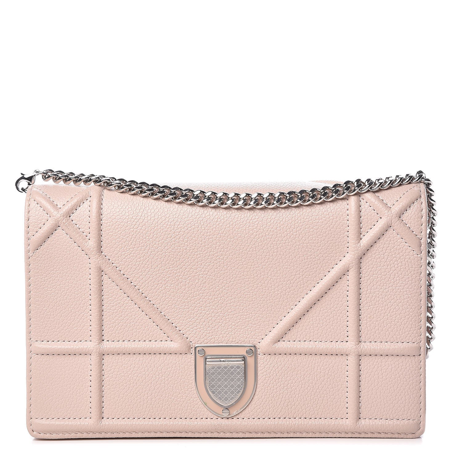 Christian Dior Grained Calfskin Diorama Wallet on Chain Pouch Rose Poudre 1 of 11
