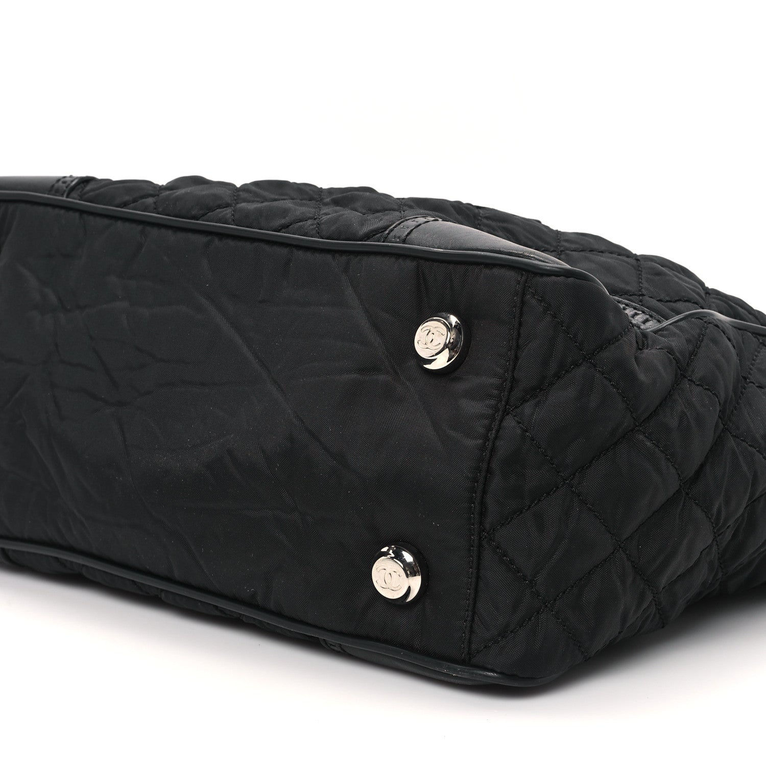 Chanel Nylon Calfskin Quilted CC Paris New York Tote Bag Black 10 of 12